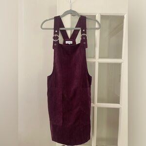 Purple Corduroy Jumper Dress with Pockets, Women’s Small